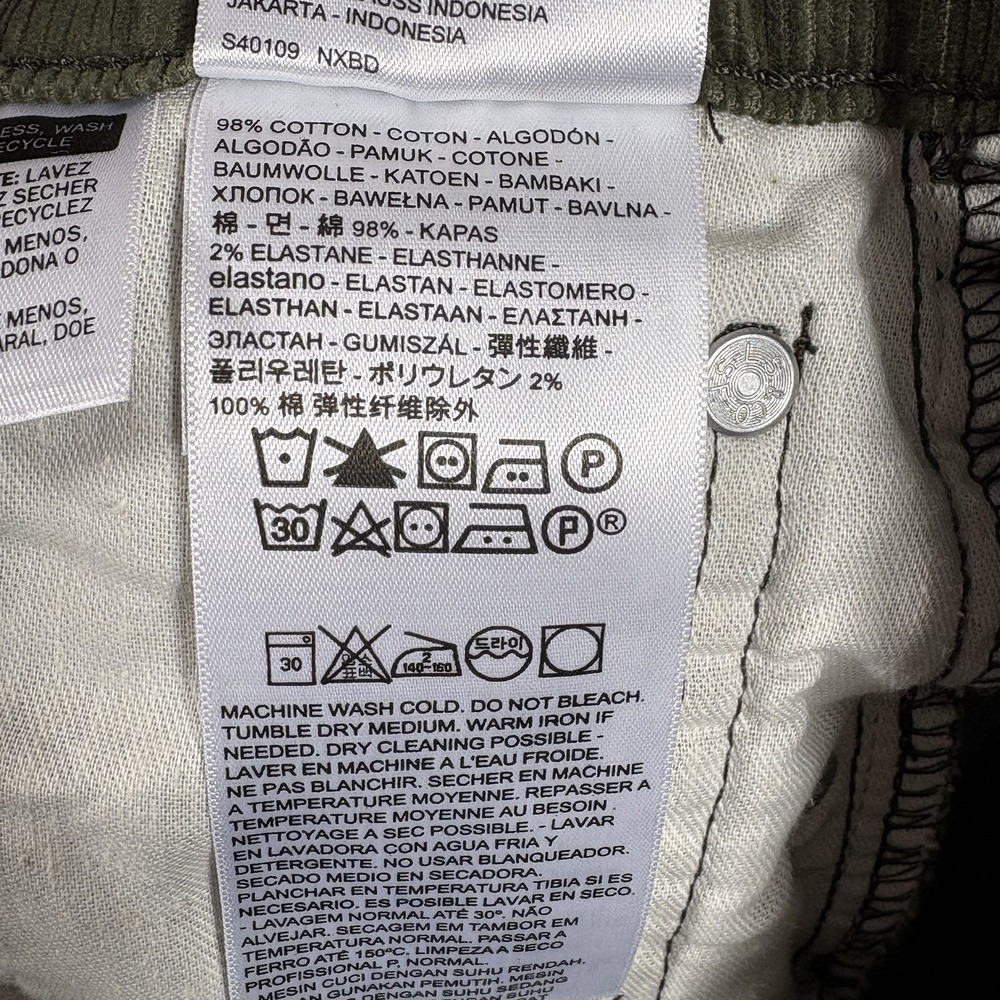 Levis 502 Mens FITS 32x30 Green Corduroy Pants Stretch 5 Pocket Grunge Emo Punk - Picture 7 of 13
